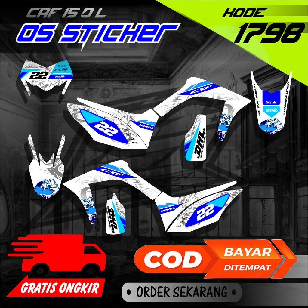 OS 1798 Sticker Striping Motor CRF 150 L List Variasi Semi Full Desain Simpel Keren Terbaru