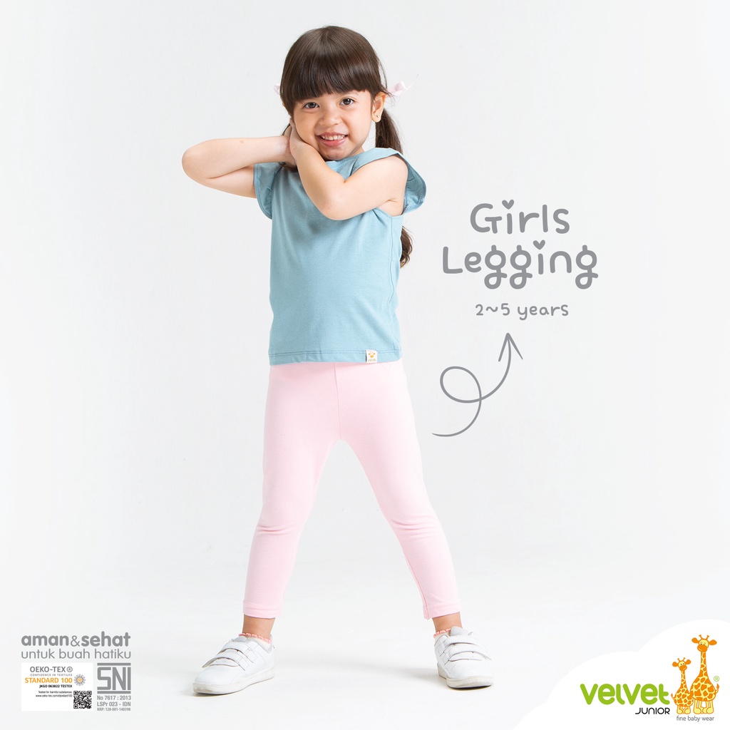 Velvet Junior Legging Anak - Girls Legging Solid Pink