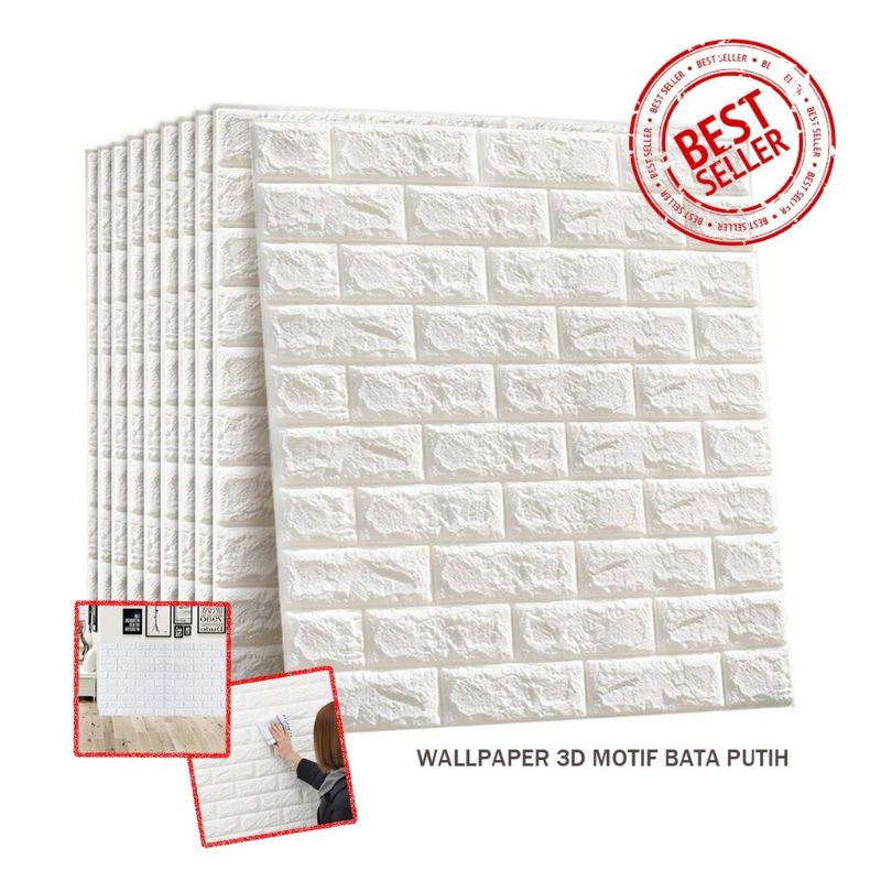 Wallpaper Dingding 3D Foam Embose Motif Batu Bata / Wall Sticker Dinding Dekorasi Ruangan