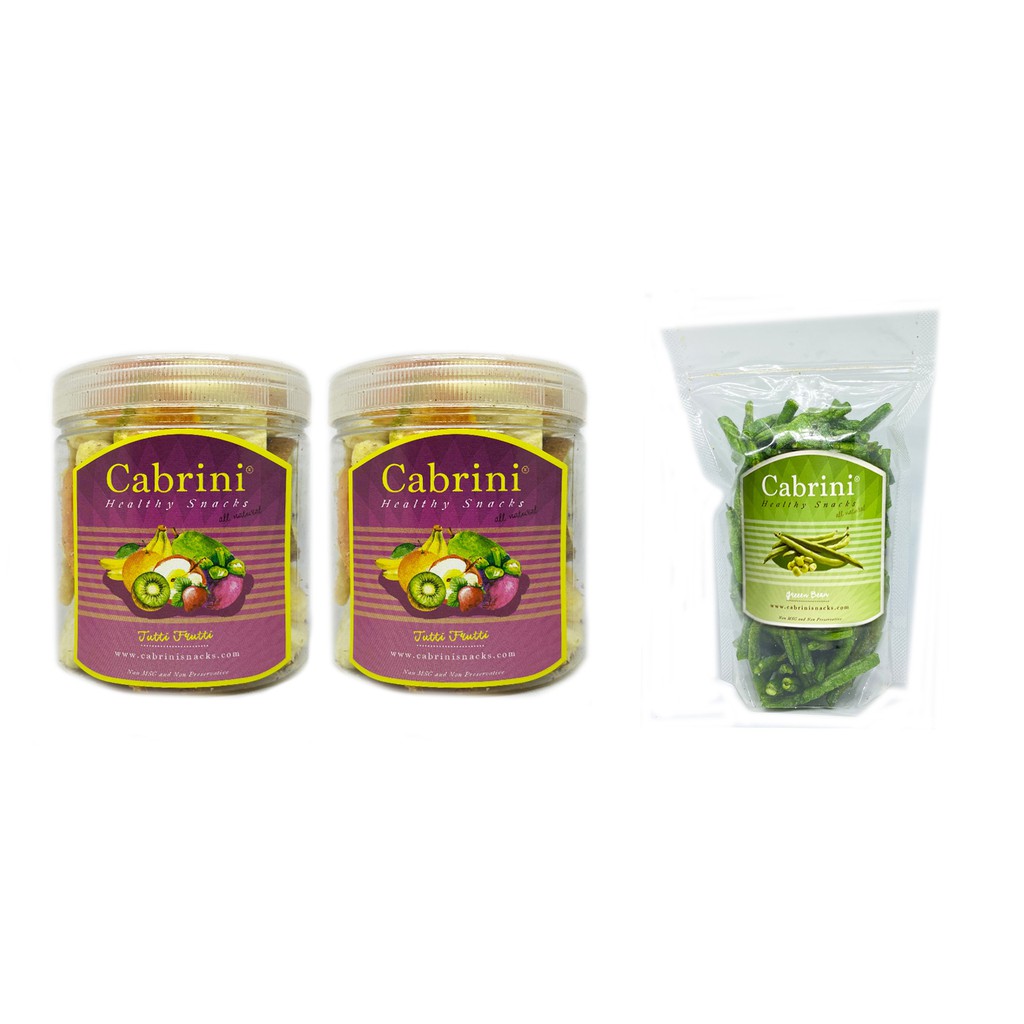 

PAKET Cabrini Snacks Crunchy Veggie Tutti Frutti 500mL dan Pouch