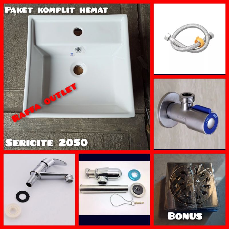 PAKET WASTAFEL SERICITE/WASTAFEL CUCI TANGAN/WASTAFEL KERAMIK MURAH/WASTAFEL KERAMIK 2050