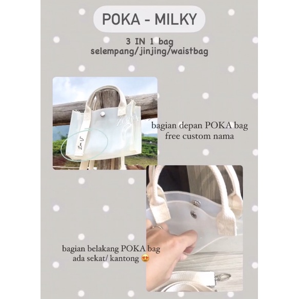 PVC SLINGBAG POKA &amp; POKI (FREE CUSTOM NAMA) /Tas selempang mika/ Minibag mika /Tas mika