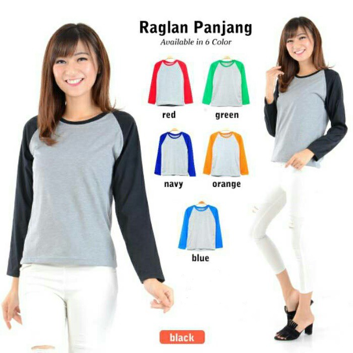 iseven p BAJU KAOS T-SHIRT RAGLAN WANITA LENGAN PANJANG / RAGLAN PJG