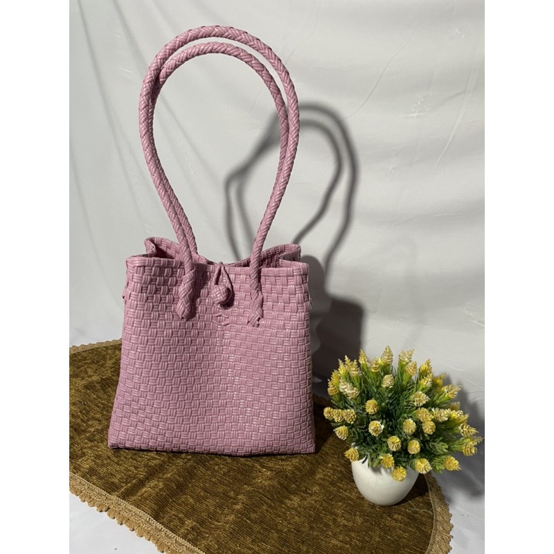 Tas Tote Belanja Remaja Pasar Anyaman Jali Jali Plastik Rajut Belanja  Tas Jali Pastel Premium Fad