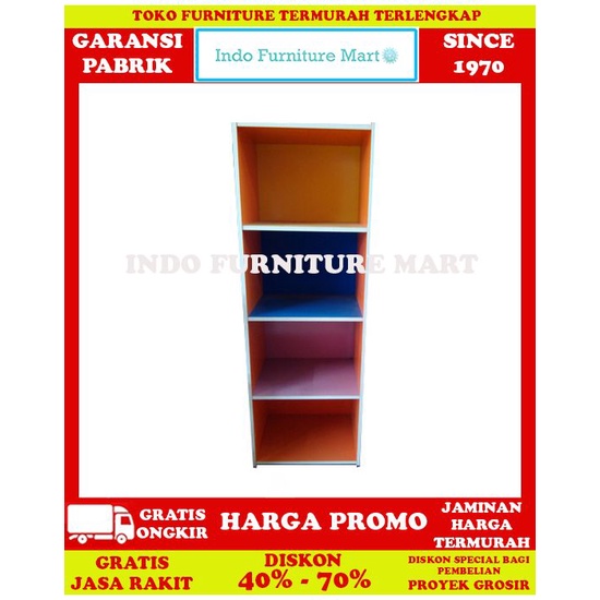 Lemari Pajangan Hias Display Loker Kayu Activ Rak Serba Guna 4 Susun