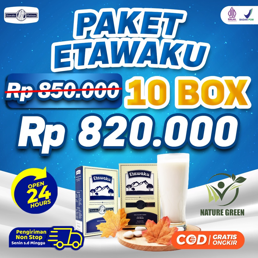 Paket Istimewa 10 Box ETAWAKU PLATINUM - Susu Kambing &amp; Krimer Bubuk - Etawa Kualitas Premium