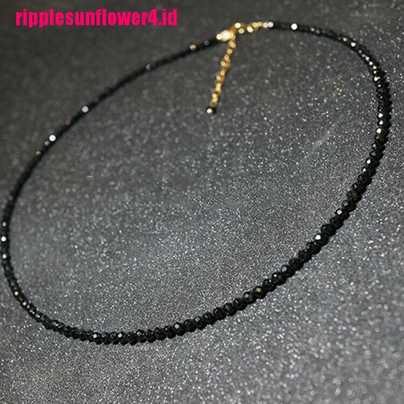 Kalung Rantai Klavikula Aksen Kristal Warna Hitam