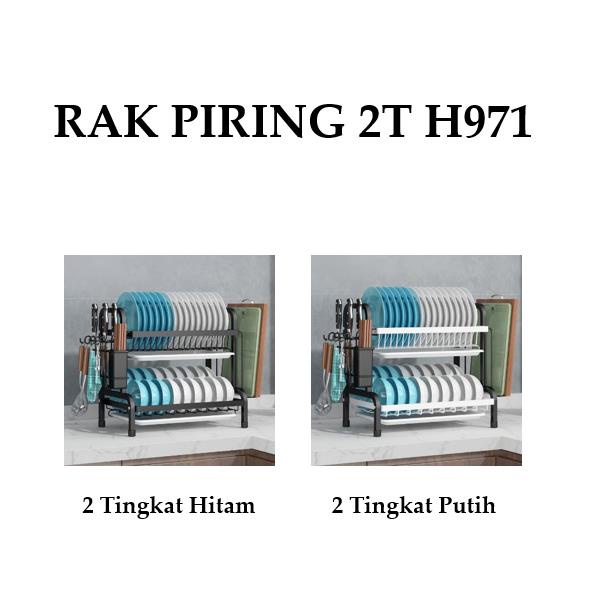 Grosir - H971 Rak Dapur Multifungsi 2 Tingkat / Rak Piring &amp; Mangkok / Peralatan Dapur / Tempat Pengering Piring &amp; Mangkok