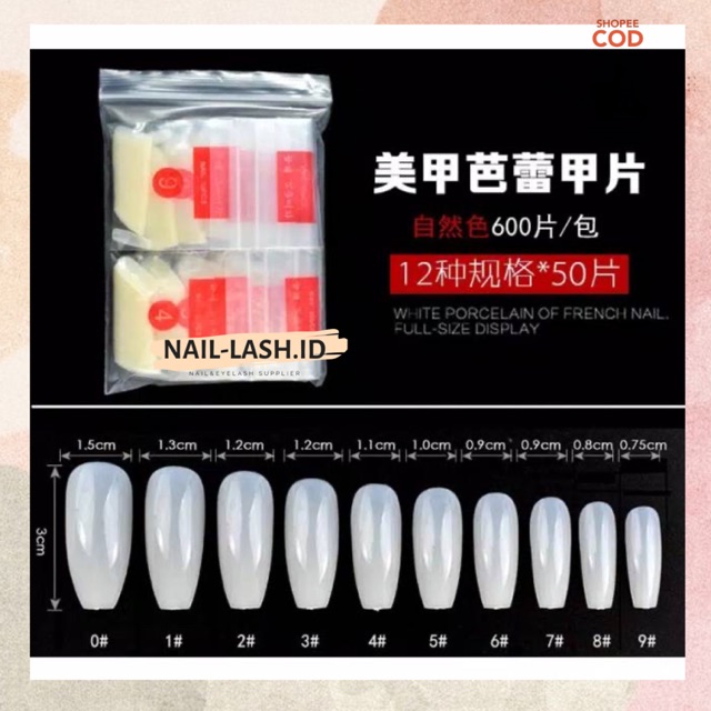 KUKU PALSU NAIL TIP COFFIN PANJANG BALLERINA