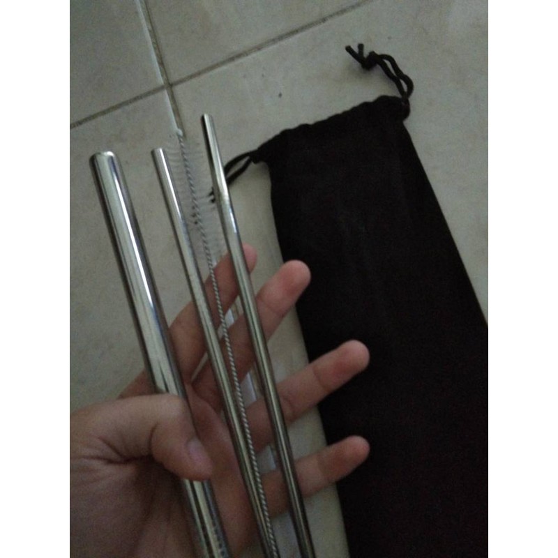 Paket Sedotan Stainless Straw 5 in 1 Murah Termurah Laris Terlaris