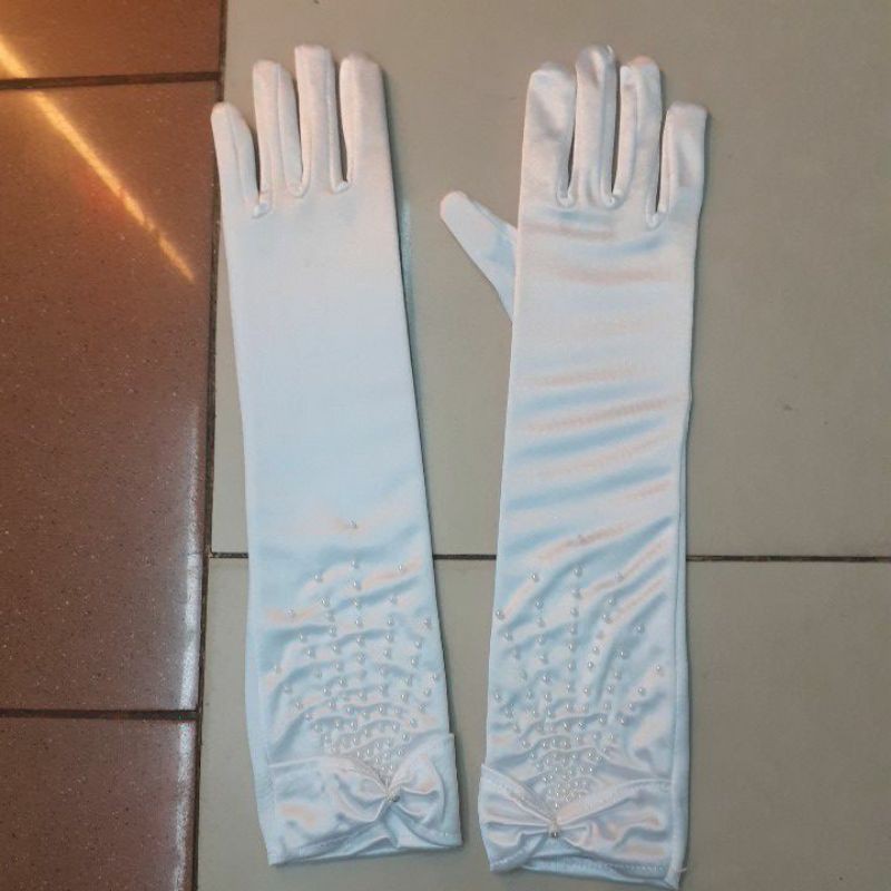 Sarung Tangan Mutiara Pita-Bridal Wedding Gloves