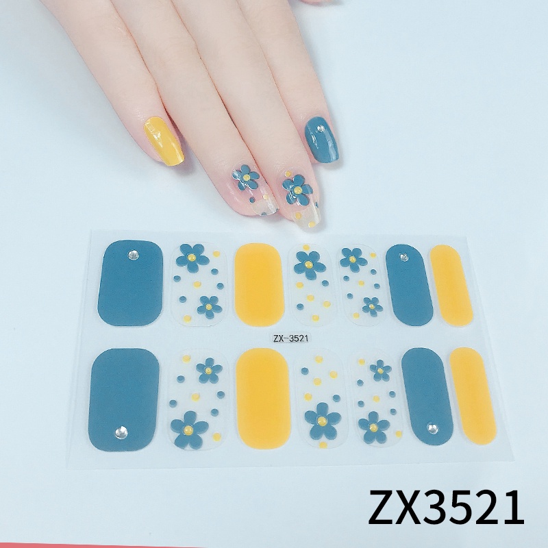 Stiker Kuku 3d Motif Berlian / Mutiara Warna Gradasi Tahan Air Untuk Nail Art / Manicure DIY