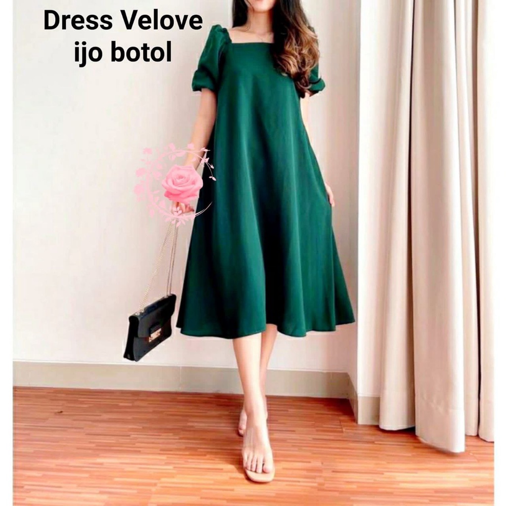 DRESS VELOVE OVERSIZE FASHION WANITA 5XL XL XXL 4XL M L / GAUN PESTA POLOS / MODEL ROK LEBAR