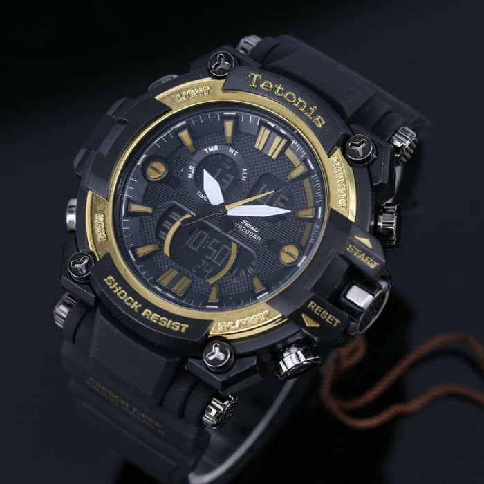 JAM TANGAN PRIA TETONIS GWA 110 ORIGINAL ANTI AIR (ADA 4 WARNA) - I BLACK GOLD