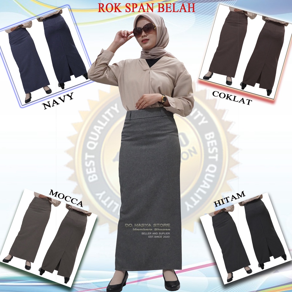 Rok Span Kerja Panjang Hitam Model Belah  Belakang Bahan Formal Kantor