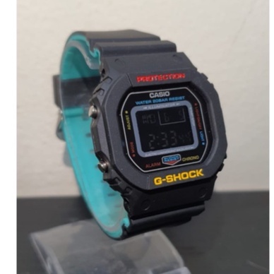 TERLARIS!!!JAM TANGAN PRIA G-SHOCK CASIO DW 5600 GS CASIO SEGI WARNA HITAM ANTI AIR DIGITAL one piece dw bunga dw loreng full hitam best seller ready stock TERIMA COD BAYAR DITEMPAT-HITAM-TOSCA