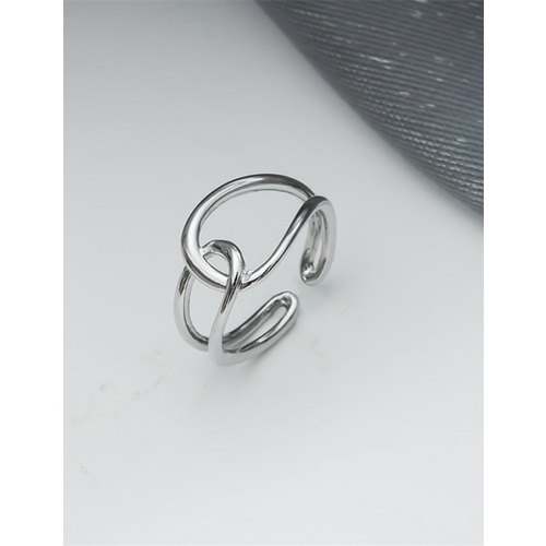 LRC Cincin Fashion Silver Color Cross Geometric Open Ring V42738