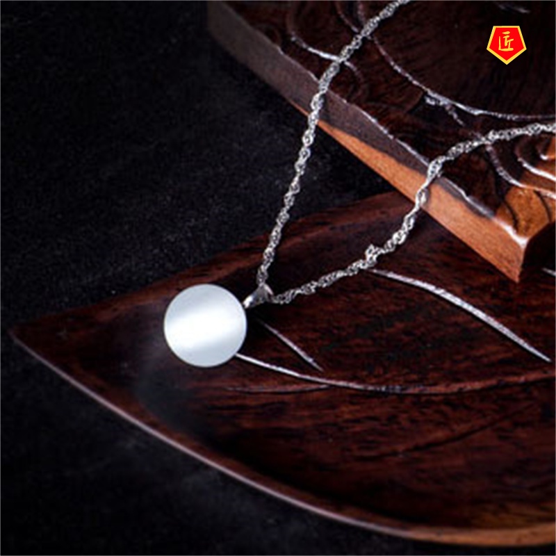 [Ready Stock]White Opal Pendant Necklace Women's Simple Fashion