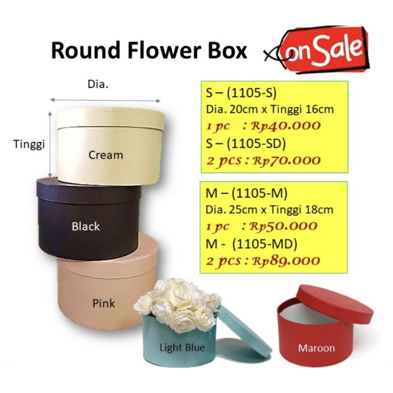 

promo 2 pcs box bunga Round box besar d25 t18 bloom box bunga (1105-M) 2pcs lebih murah