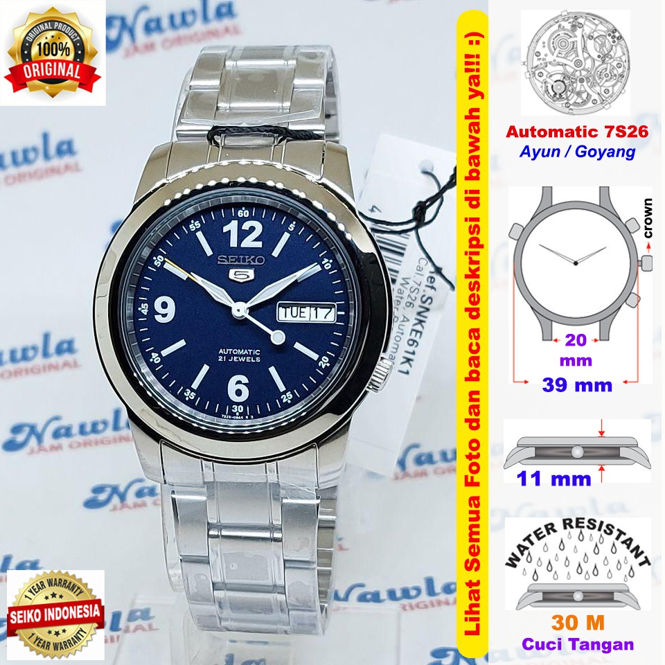 Seiko 5 SNKE61K1 Automatic Blue Dial - Jam Tangan Pria SNKE61