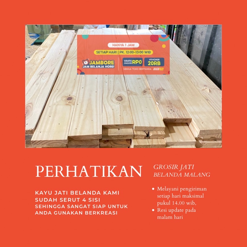 Papan jati belanda 100x12 sudah serut (mohon baca deskripsi)