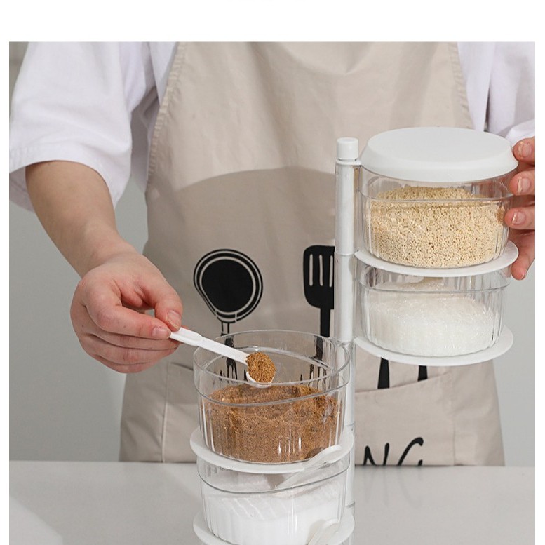 RAK BUMBU 4 SUSUN PUTAR / TEMPAT BUMBU / TOPLES BUMBU SUSUN MURAH / WADAH BUMBU