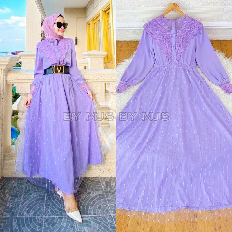 Dress AYANA Import bahan katun mix tile doty Aplikasi renda Busui friendly Ld 100-104 PB 138