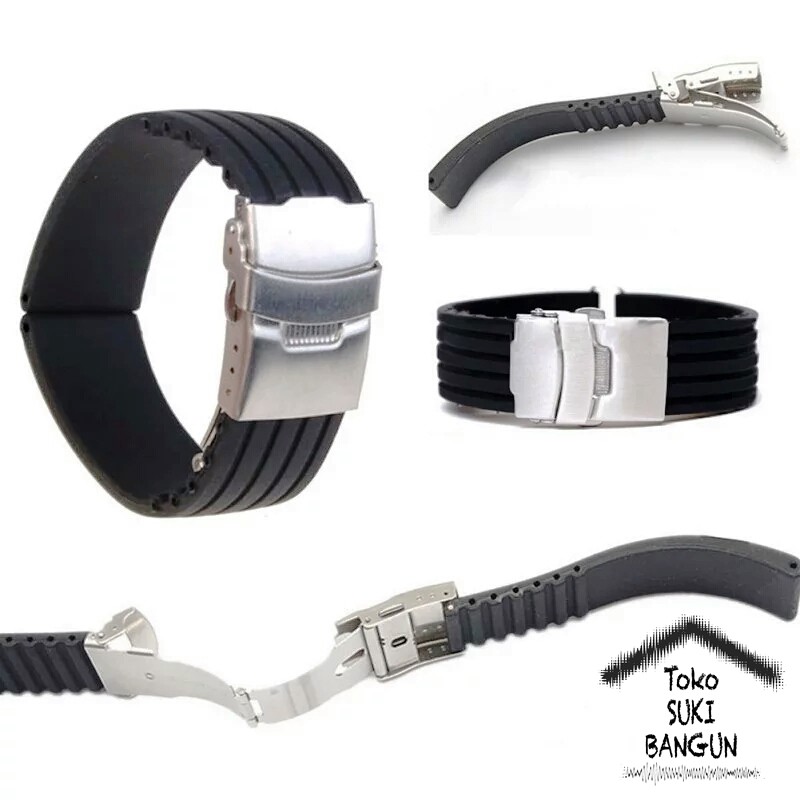 TALI JAM 20mm Rubber Strip Watch Strap Silicone Model Garis Strip