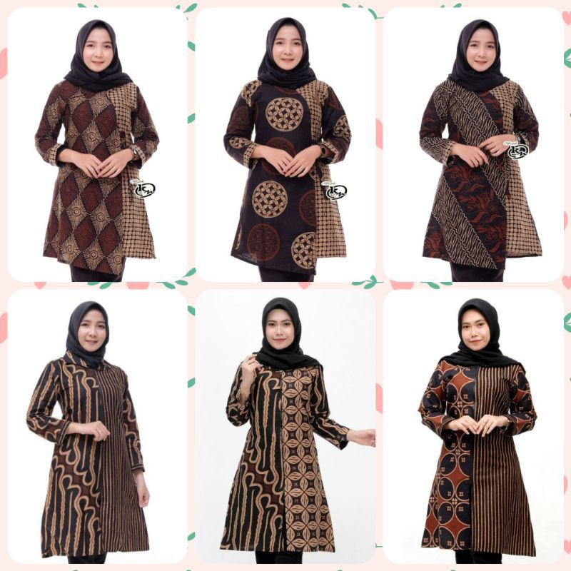 M-L-XL-XXL Batik Tunik wanita ASJ SA HRB026 Kenongo Pekalongan Sogan Tulis