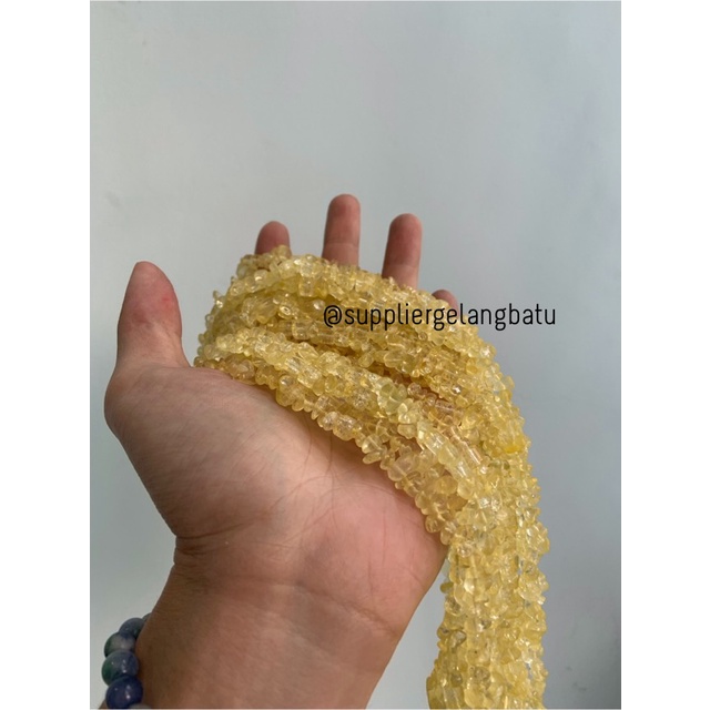 kerikil Batu YELLOW QUARTZ kuarsa kuning 1cm kilap renteng aksesoris