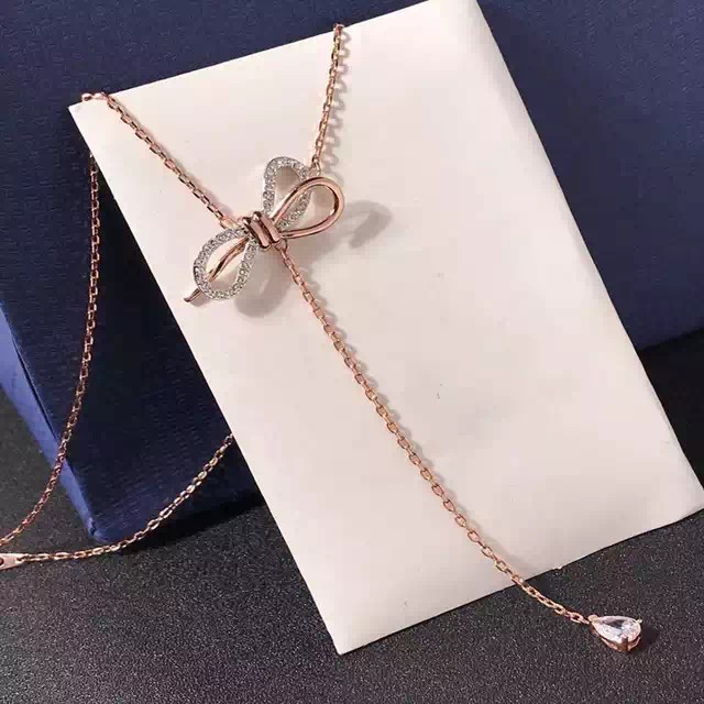 GG kalung Aksen Pita Berlian Titanium  Rose Gold 18k#KL-223