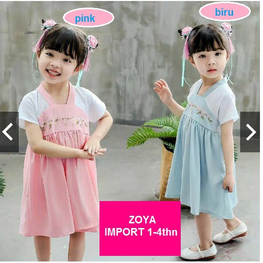 READY BAJU ANAK IMPORT MURAH ZOYA DRESS GAUN ANAK SETELAN BAJU ROK BAJU BAYI IMPORT