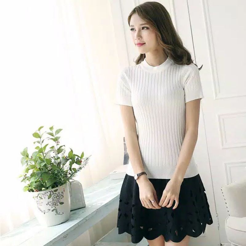 Daleman rajut inner Topline Sweater Rajut Wanita tangan Pendek