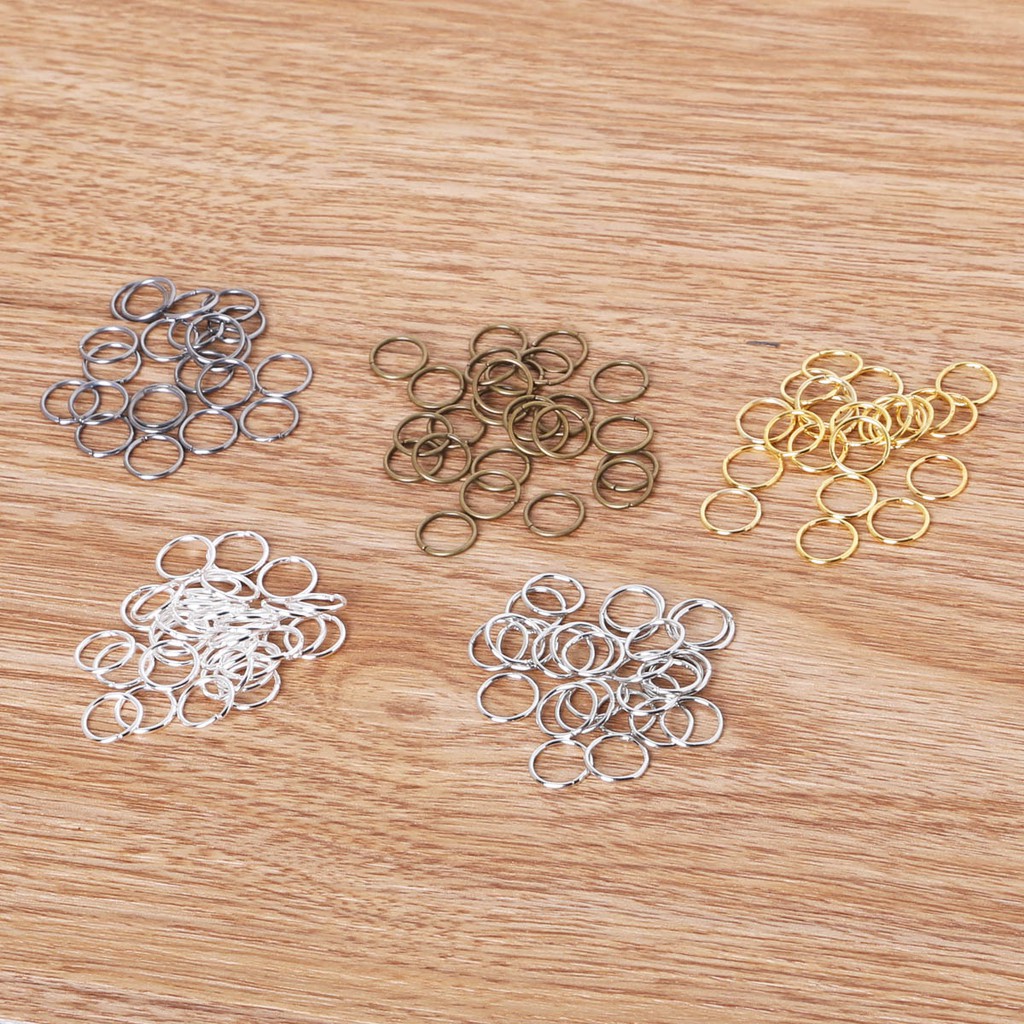 200 / 500pcs / Lot 4 / 5 / 6 / 7 / 8 / 10mm Konektor Split Jump Ring Silver / Gold / Kuningan Untuk Membuat Perhiasan Anting Diy