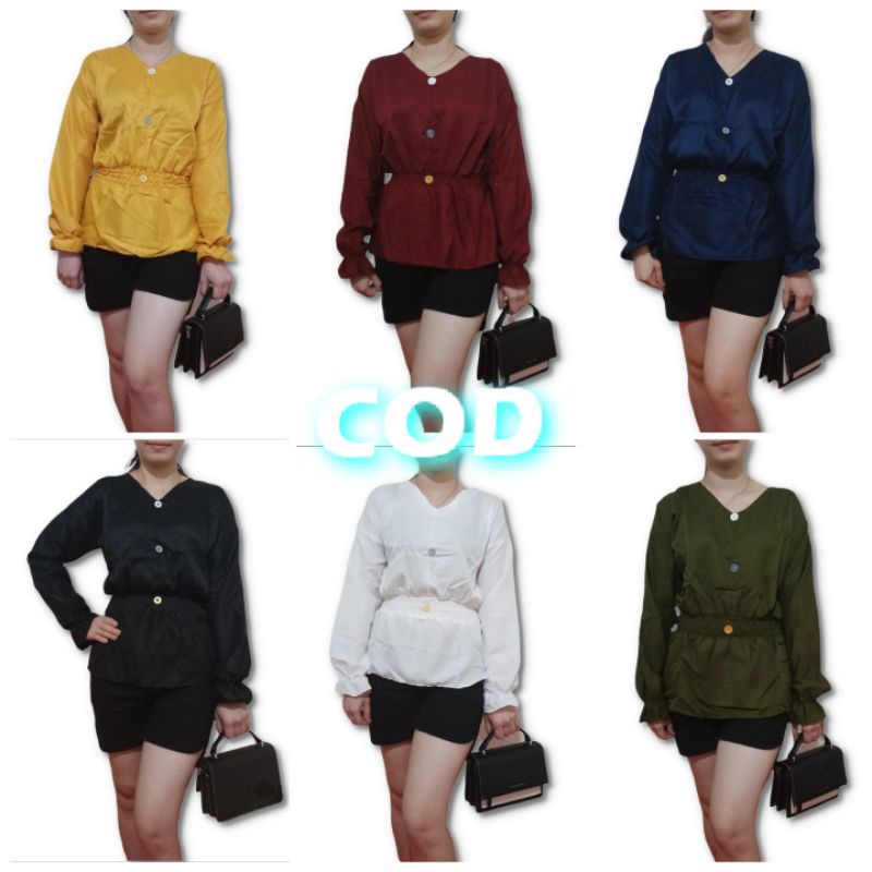 Blouse Wanita Serin Atasan Lengan Panjang Korean Style Terkini