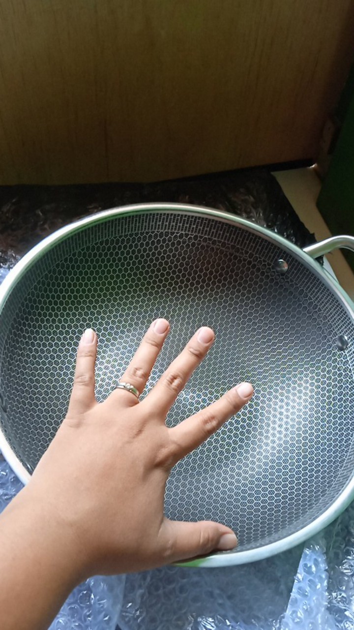 Pamosroom Wajan Kuali Honeycomb Stainless 32cm Anti Lengket Induksi Hybrid Non Stick Pfoa Free