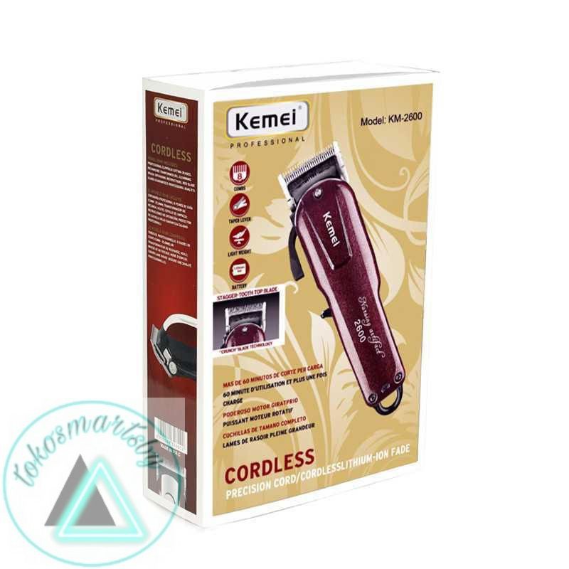 Kemei KM-2600 Professional Rechargeable Electric Hair Clipper Cordless Alat Cukur Rambut