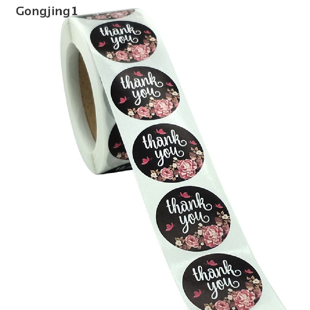 Gongjing1 500pcs Stiker Label Motif Tulisan Thank You Untuk Kemasan Hadiah