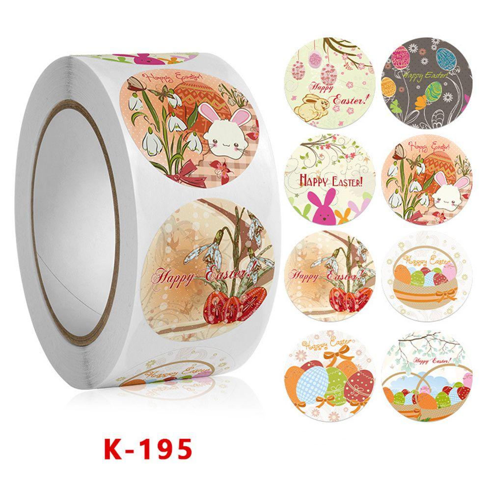 Populer 500pcs /roll Easter Sticker Gift Packaging Bunny Scrapbooking Kelinci Paskah Telur Label Stiker