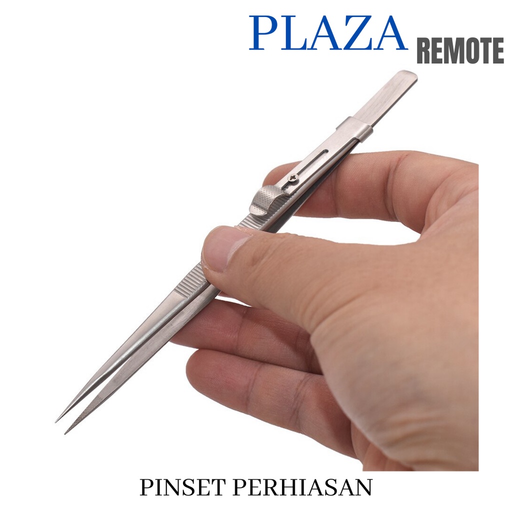 PINSET TANG PENJEPIT STAINLESS STEEL PRESISI PERMATA BERLIAN DIAMOND ADA PENGUNCI MODEL LURUS