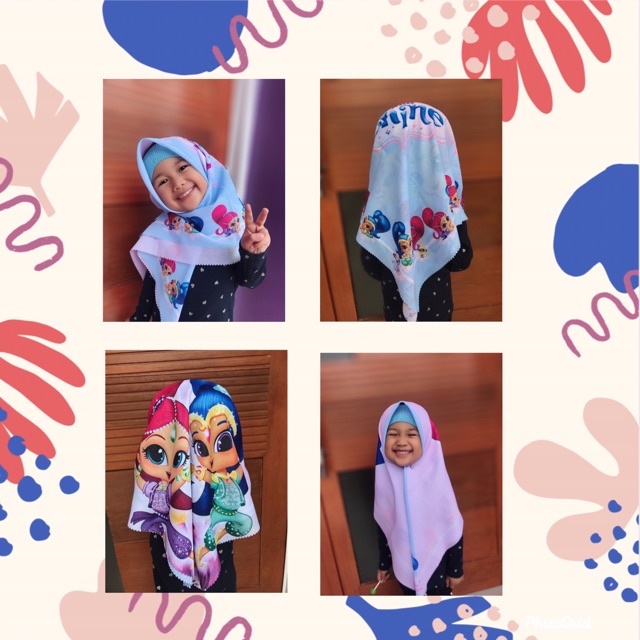 VOAL PRINTING MOTIF SHIMER AND SHINE / HIJAB ANAK LUCU / JILBAB ANAK KARAKTER / KERUDUNG ANAK