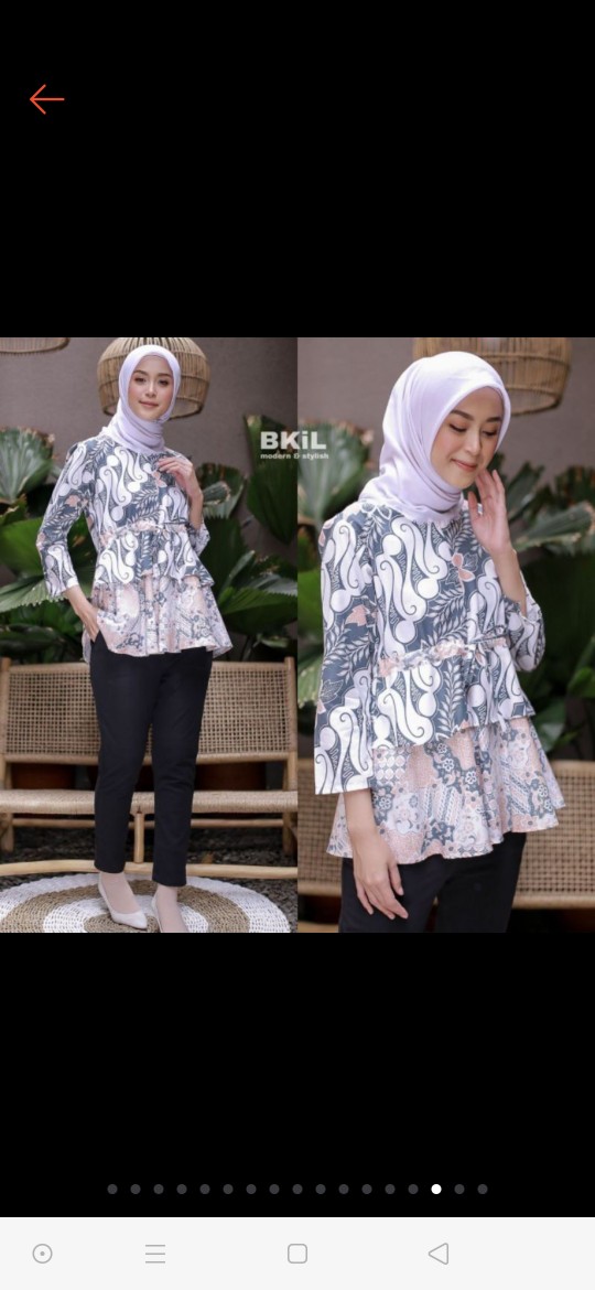 Atasan Blouse Batik Wanita Modern Fashion Wanita Kekinian Brokat Batik Pekalongan Ml Xl Xxl