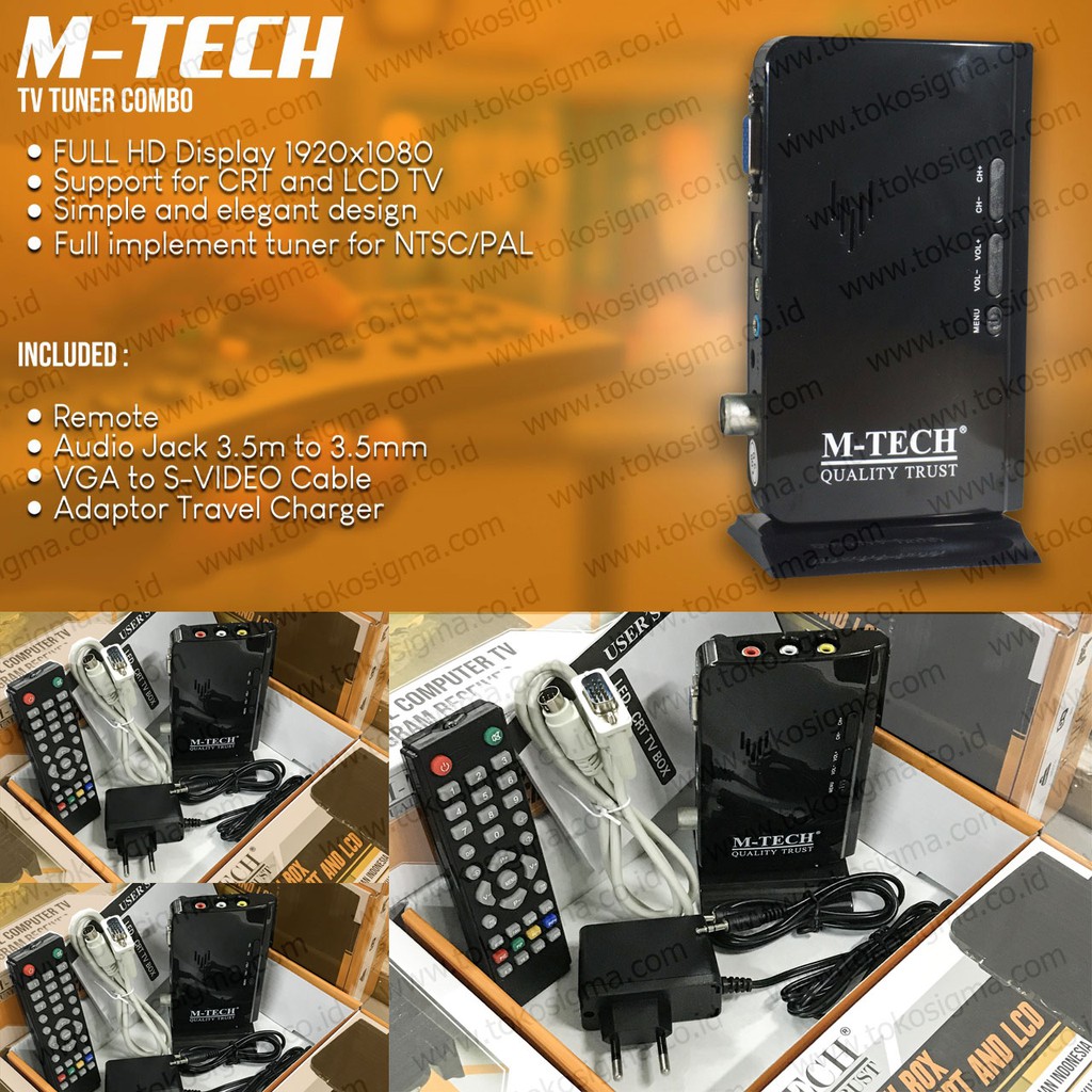 TV TUNER EXTERNAL BOX RECEIVER COMBO FOR Monitor CRT LCD PROYEKTOR M-TECH
