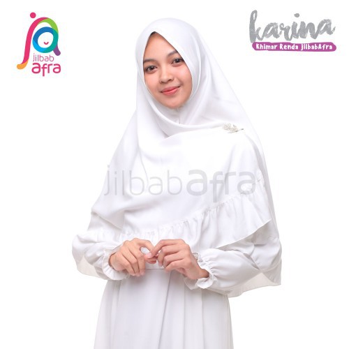 Kerudung Hijab/Jilbab KARINA Khimar renda Instan (jilbabAfra) - Broken White