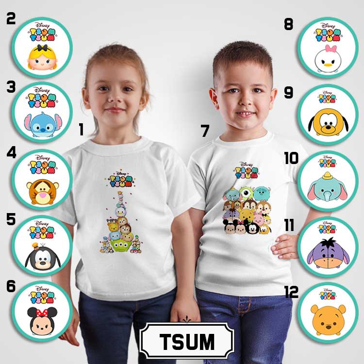 [KAOS ANAK] Tsum Tsum oblong custom tshirt laki perempuan boy girl santai rumah nama katun cotton