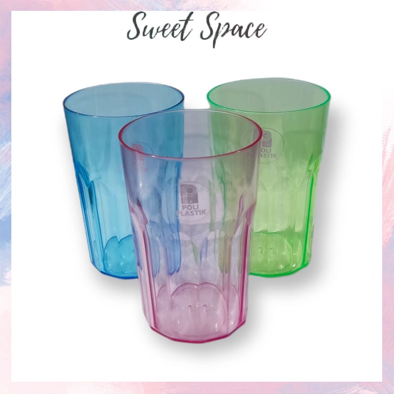 GELAS ES TEH CANTIK WARNA WARNI GELAS PLASTIK MURAH [SWEET SPACE]