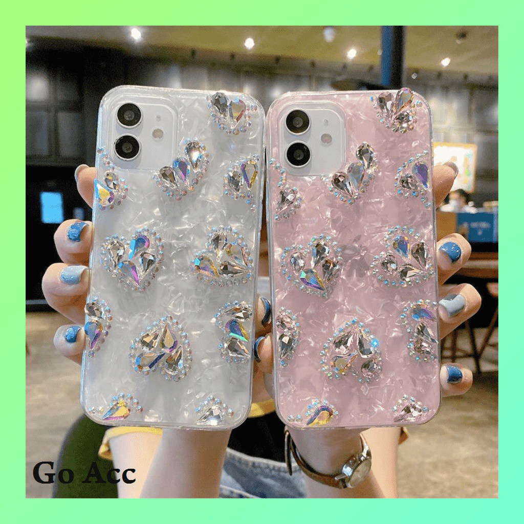 Silikon Glitter Hati Iphone 7 8 SE 7+ 8+ X Xr Xs Max 11 Pro Max 12,Oppo Reno 4 4F 5 FH10