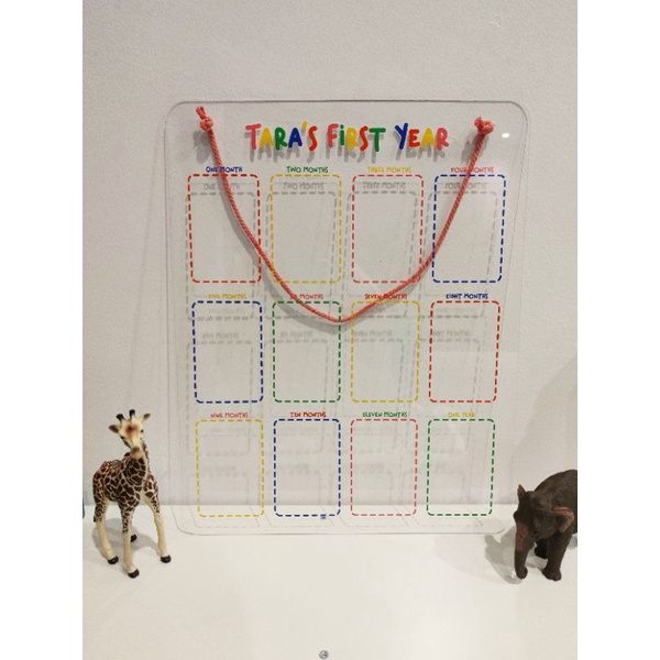 frame akrilik foto bayi 1 tahun milestones dekorasi custom nama bingkai instax mini