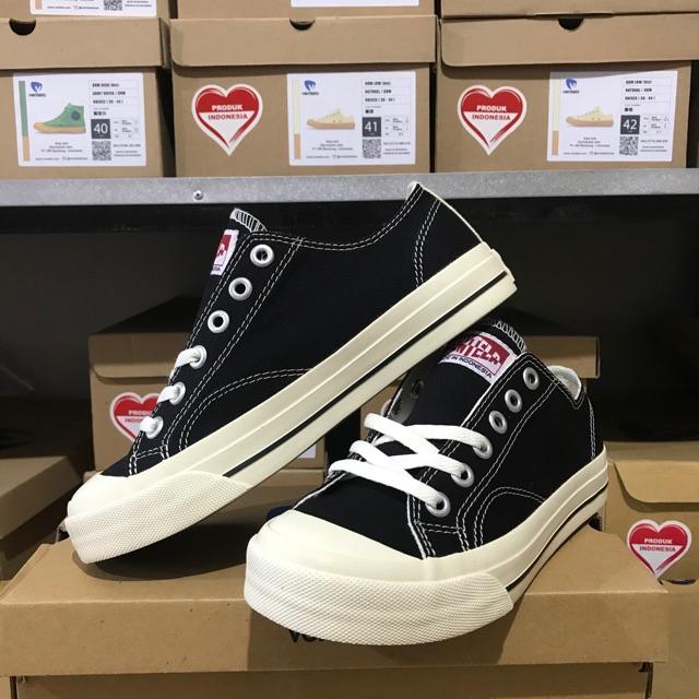 Sepatu Vantela Basic Low Black Natural Ventela Black White Original 100%-Black Natural