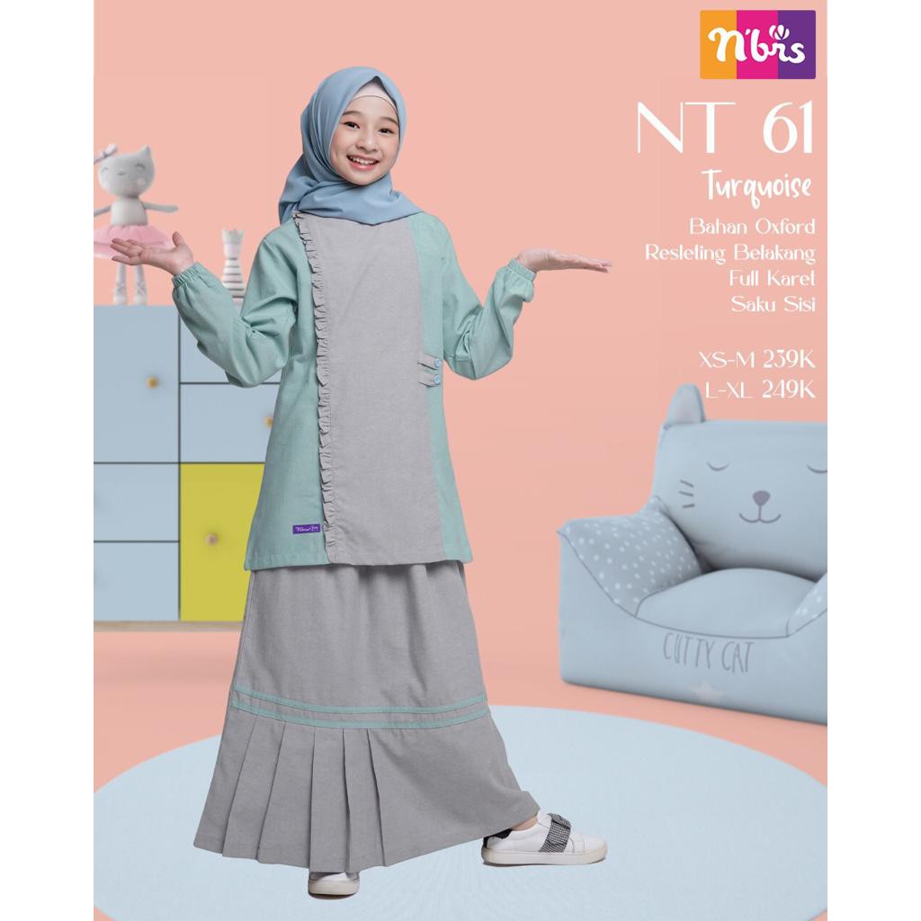 NIBRAS TEEN NT 61 BAHAN OXFORD PAKAIAN REMAJA MUSLIMAH NYAMAN SETELAN ROK ANAK REMAJA